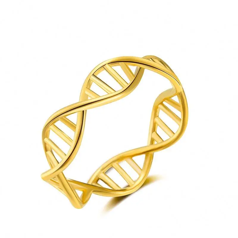 Gold Plated Gene Band Stainless Steel DNA Double Helix Ring Jewelry, Gold color
Gold Plated Gene Band Stainless Steel DNA Double Helix Ring Jewelry, Gold color