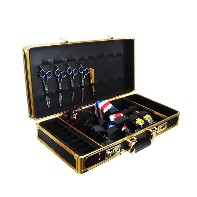 Professional gold Aluminum Barber Case Tool Box Clippers comb scissors storage case carrying box tool travel case, Black + gold
Professional gold Aluminum Barber Case Tool Box Clippers comb scissors storage case carrying box tool travel case, Black + gold