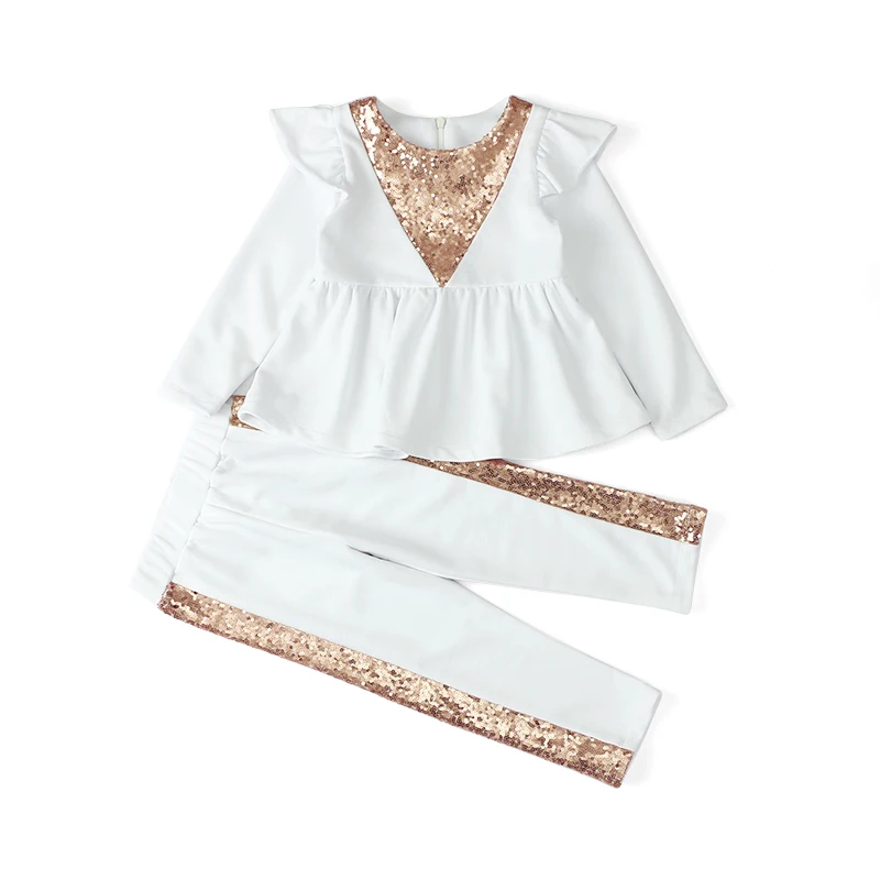 New Design Kids Two-piece Suit Outfits Soft Combed Cotton Sequins Flying Sleeves Baby Clothing Sets
New Design Kids Two-piece Suit Outfits Soft Combed Cotton Sequins Flying Sleeves Baby Clothing Sets