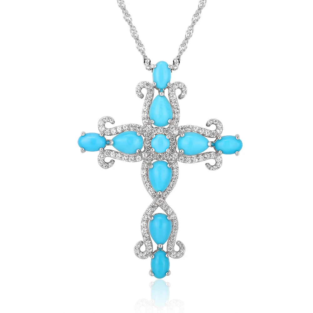 Top Selling Fashion natural turquoise Gemstone 925 Sterling Silver Sweater Chain Cross Necklace
Top Selling Fashion natural turquoise Gemstone 925 Sterling Silver Sweater Chain Cross Necklace