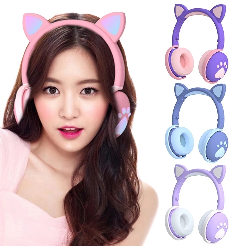 New Model BK1 LED Girls Cartoon Glowing Foldable Cat Headphones BT Wireless Headset, White blue green pink black
New Model BK1 LED Girls Cartoon Glowing Foldable Cat Headphones BT Wireless Headset, White blue green pink black