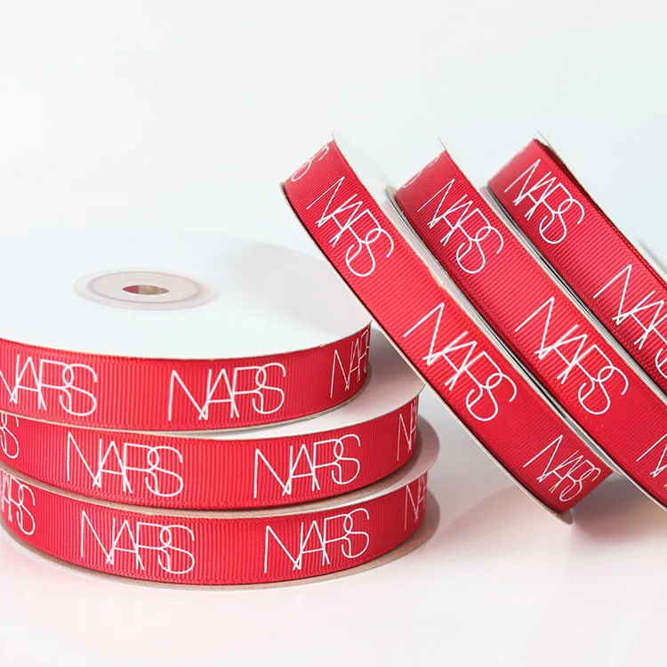satin and grosgrain ribbon with custom logo for gift wrapping