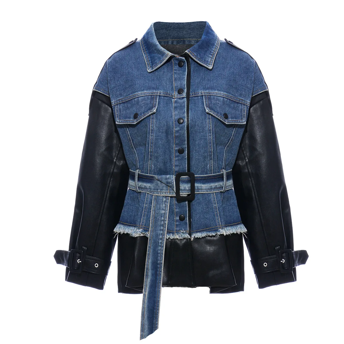 2020 new arrivals winter fashion trending wholesale high street women contrast leather denim jacket
2020 new arrivals winter fashion trending wholesale high street women contrast leather denim jacket