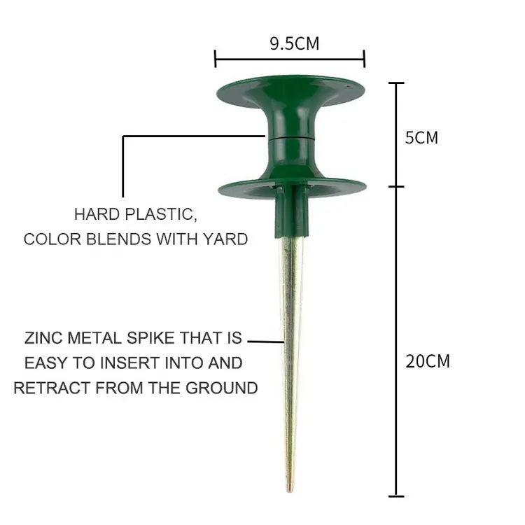 

Hose Guide Spike - Keeps Garden Hose Out of Flower beds - Zinc Coated Rust Free Long Metal Spike - Color Blends with Yard, Green