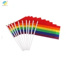 Hot Selling Polyester American Rainbow flag Gay Pride Hand Shaking Flag