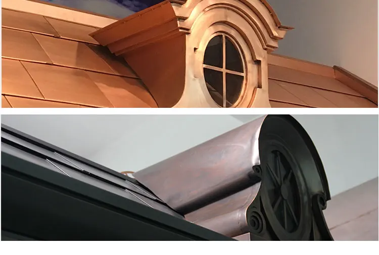 Custom copper window dormers for building materials