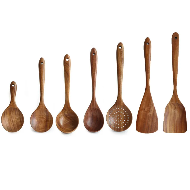 Factory sale no painting non stick 7pcs set natural teak wooden kitchen utensils, Wooden solid color
Factory sale no painting non stick 7pcs set natural teak wooden kitchen utensils, Wooden solid color