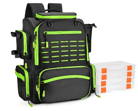 Custom Multi-function 34L Large Storage Fishing Tackle Backpack with Rod Holders and 4 Tackle Boxes and Waterproof Rain Cover
Custom Multi-function 34L Large Storage Fishing Tackle Backpack with Rod Holders and 4 Tackle Boxes and Waterproof Rain Cover