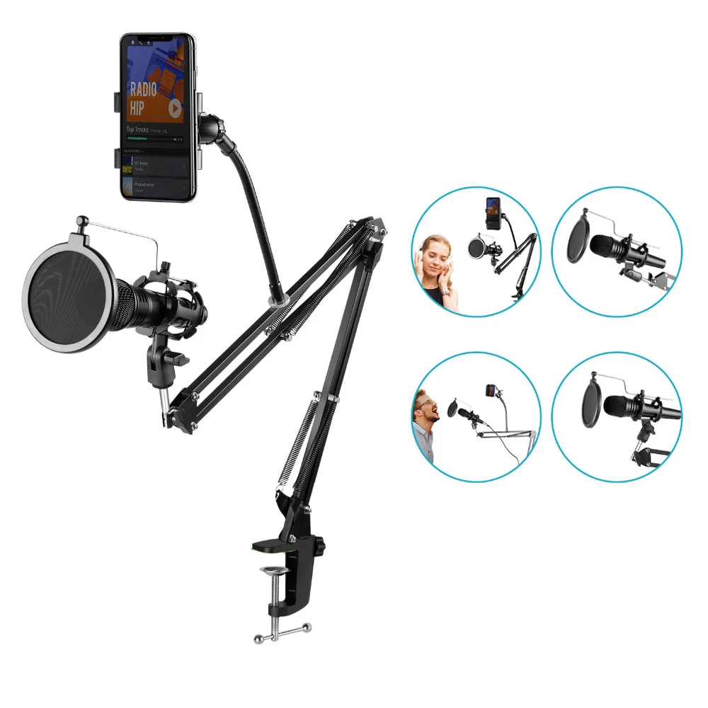 Professional adjustable flexible metal microphone arm stand microphone support, Black,white,red,blue
Professional adjustable flexible metal microphone arm stand microphone support, Black,white,red,blue