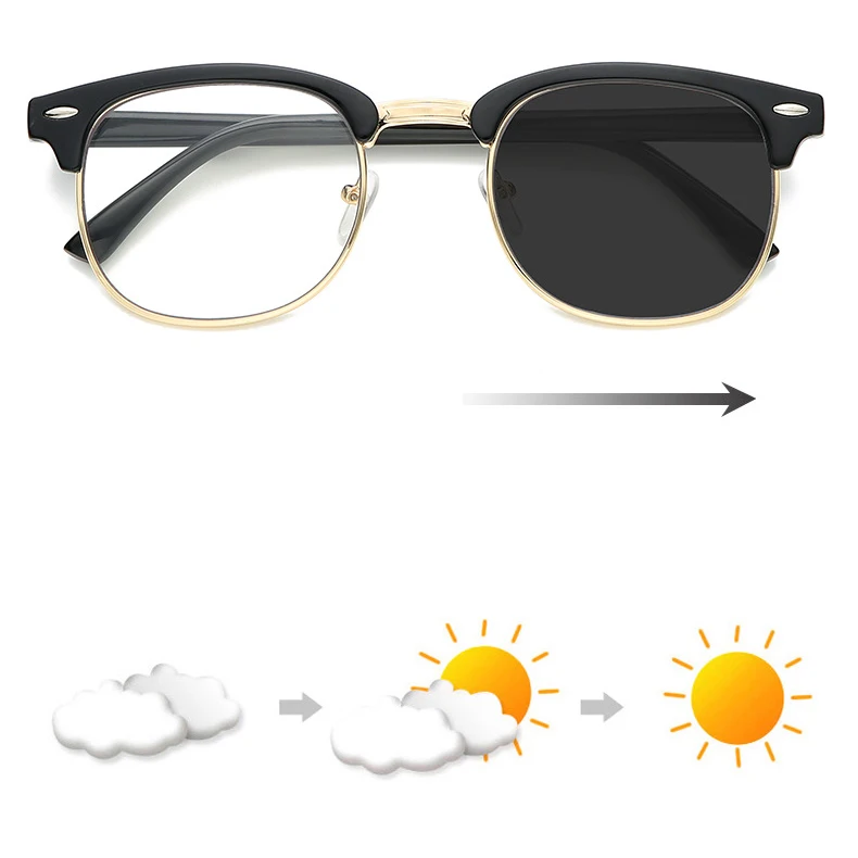 Modern simple design photochromic blue light blocking glasses with metal frame, Custom colors
Modern simple design photochromic blue light blocking glasses with metal frame, Custom colors
