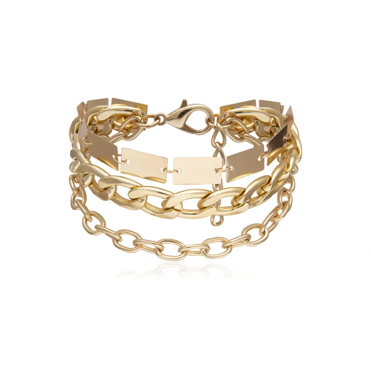 Personality Gold Metal Square Simple Handmade Women Wrap Bracelet Vintage Pink Geometric Rectangle Chain Multilayer Bracelet, As photo
Personality Gold Metal Square Simple Handmade Women Wrap Bracelet Vintage Pink Geometric Rectangle Chain Multilayer Bracelet, As photo