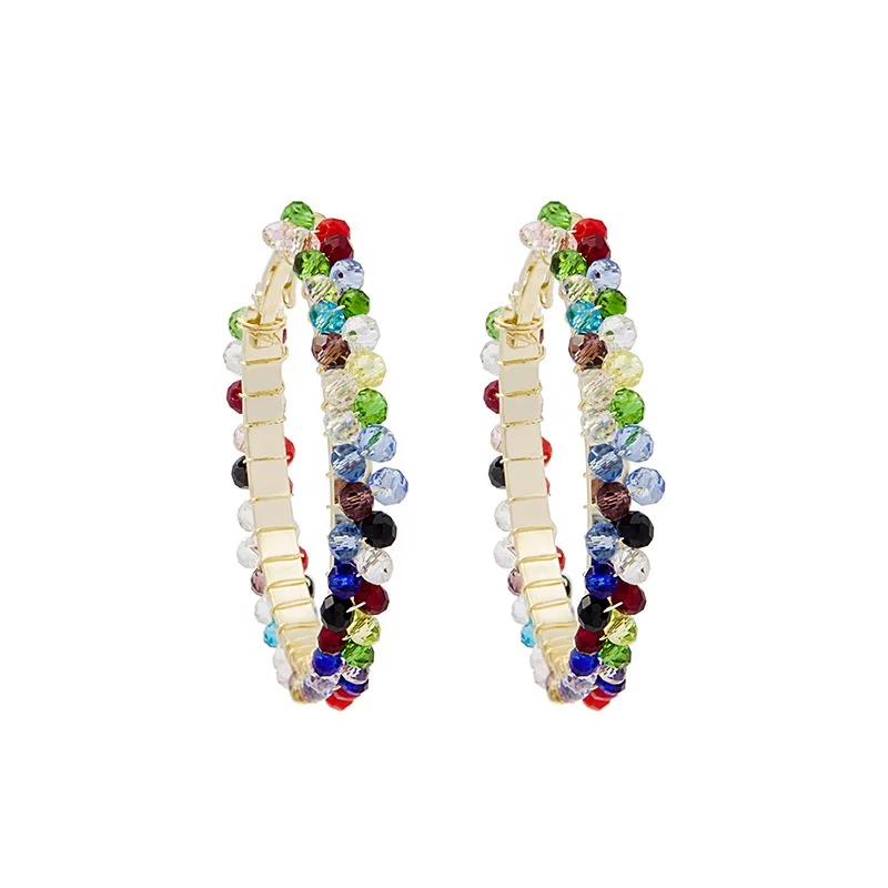 Silver Needle Bohemian Atmosphere Color Rice Bead Woven Woven Earrings Exagerate Character Shows Face Slimming Circle Earrings
Silver Needle Bohemian Atmosphere Color Rice Bead Woven Woven Earrings Exagerate Character Shows Face Slimming Circle Earrings
