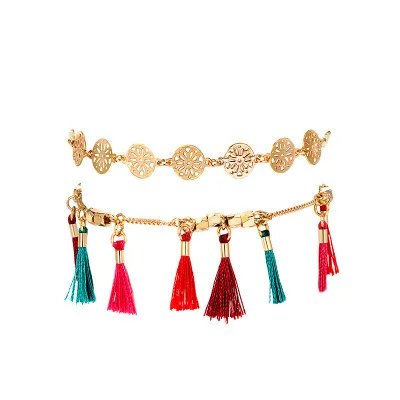 Boho National Style 2pcs/set Golden Hollow Round Anklets Double Layer Colorful Tassel Anklet
Boho National Style 2pcs/set Golden Hollow Round Anklets Double Layer Colorful Tassel Anklet