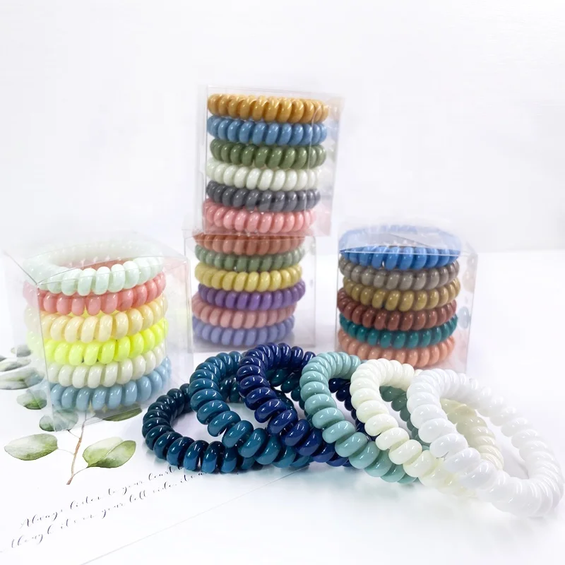 New design 6 pieces set candy color telephone wire hair circle band simple hair band
New design 6 pieces set candy color telephone wire hair circle band simple hair band