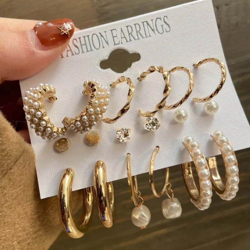 00049-12-12 European and American women's new geometric pearl zircon temperament Earrings 9-piece set
00049-12-12 European and American women's new geometric pearl zircon temperament Earrings 9-piece set