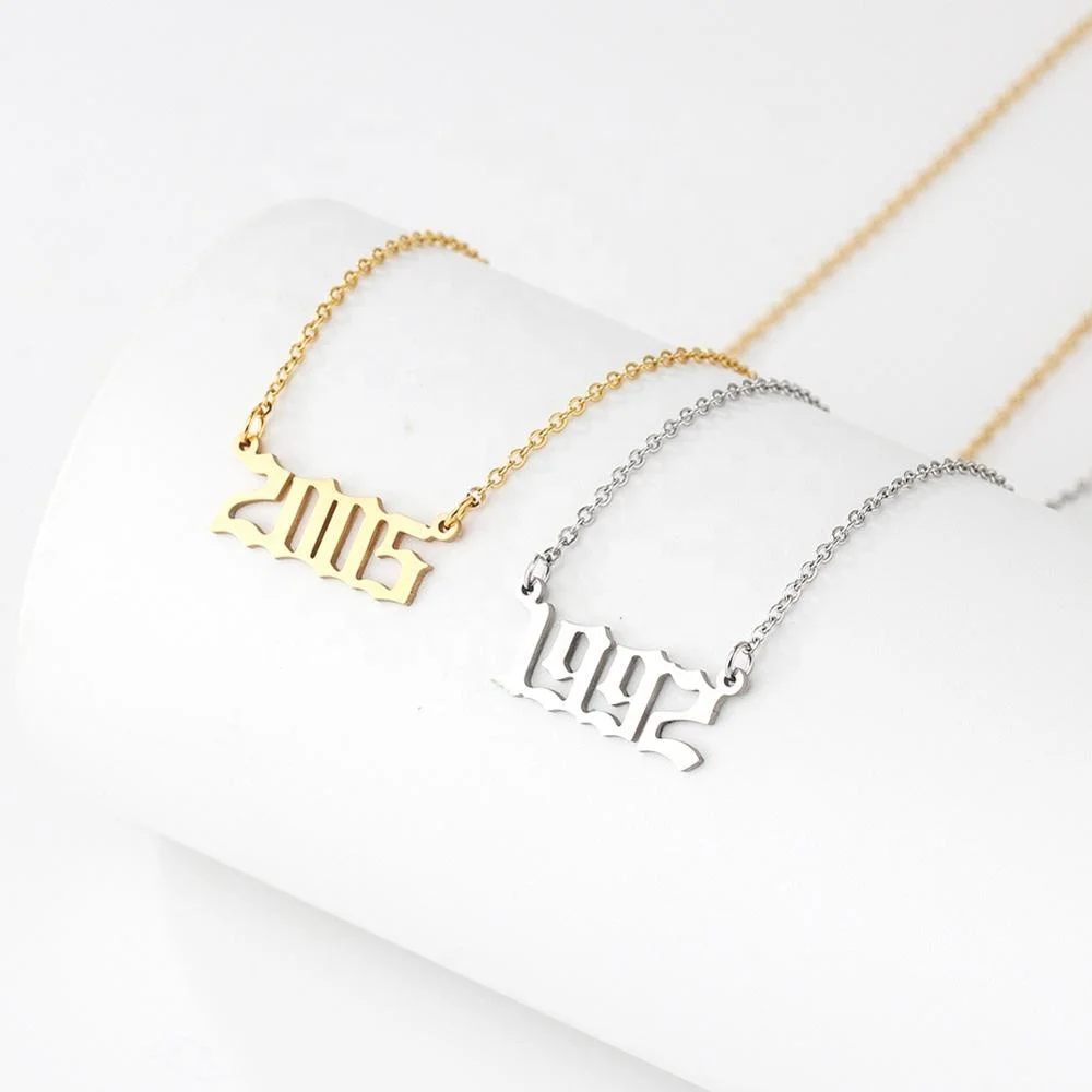 Custom Initial Number Birth Year Necklace Stainless Steel Gold Plated Necklace Jewelry Fashion Necklaces
Custom Initial Number Birth Year Necklace Stainless Steel Gold Plated Necklace Jewelry Fashion Necklaces