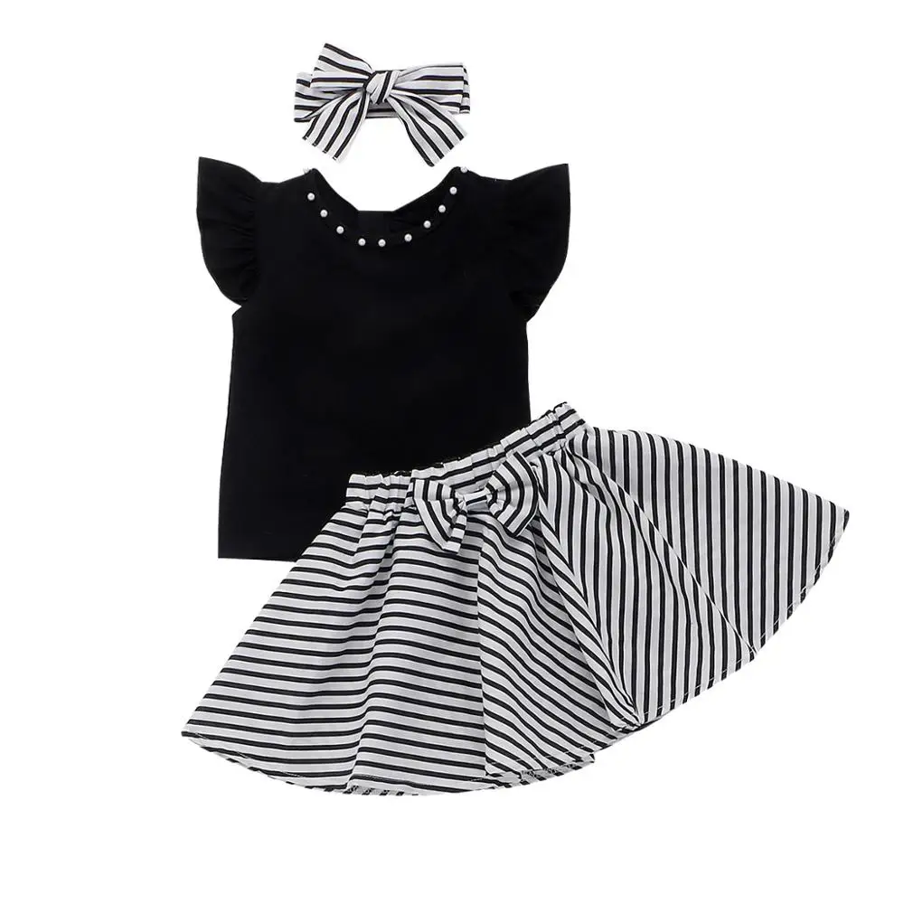 Fashion Baby Girls Summer Sets For Kids Girl Clothes T-shirt Dress Headband Sets, Black
Fashion Baby Girls Summer Sets For Kids Girl Clothes T-shirt Dress Headband Sets, Black