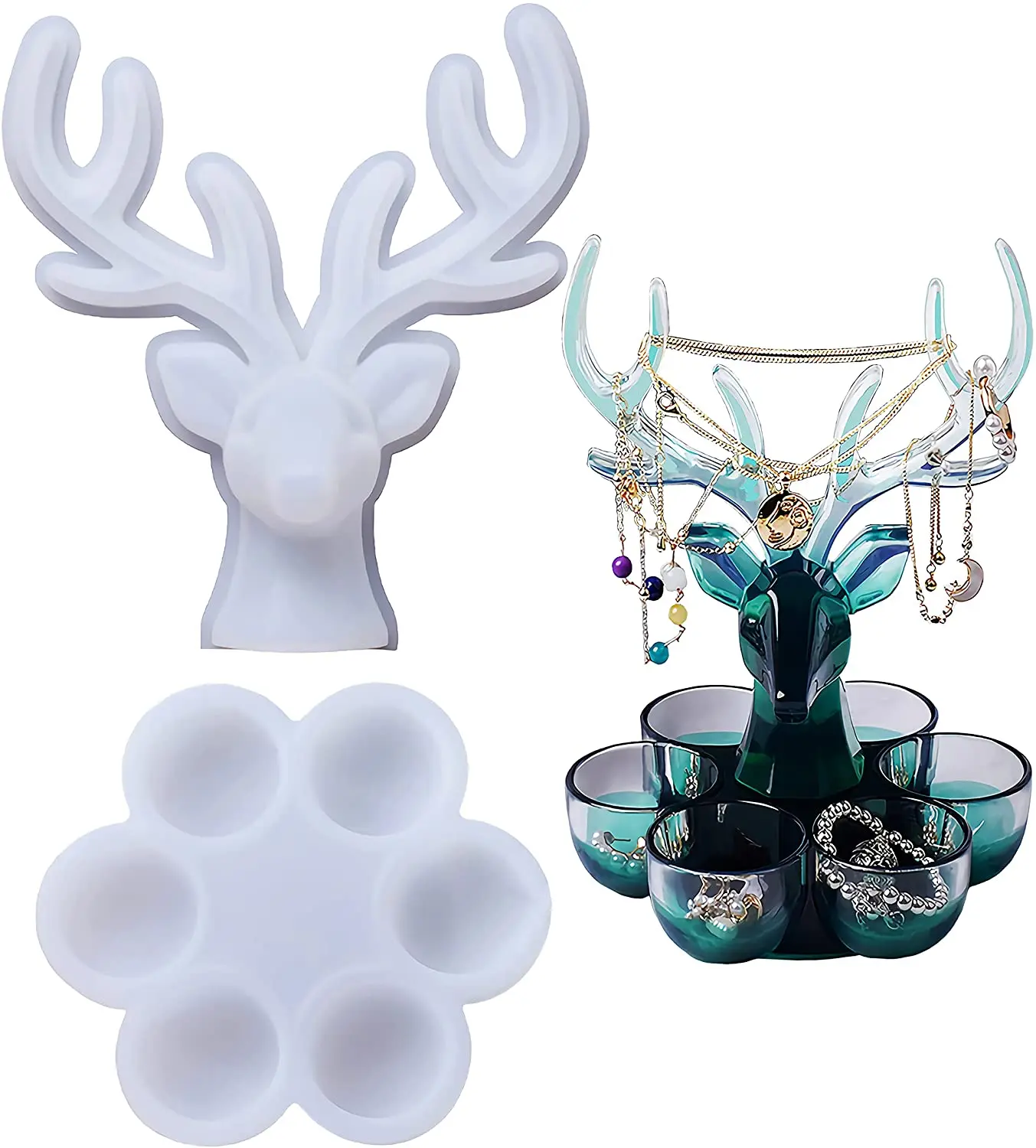 Silicone Resin Mold Storage Boxes with Deer Handicraft Resin Mold Kit with 6 Bowl-Shaped Boxes DIY Christmas Jewelry Containers, White
Silicone Resin Mold Storage Boxes with Deer Handicraft Resin Mold Kit with 6 Bowl-Shaped Boxes DIY Christmas Jewelry Containers, White
