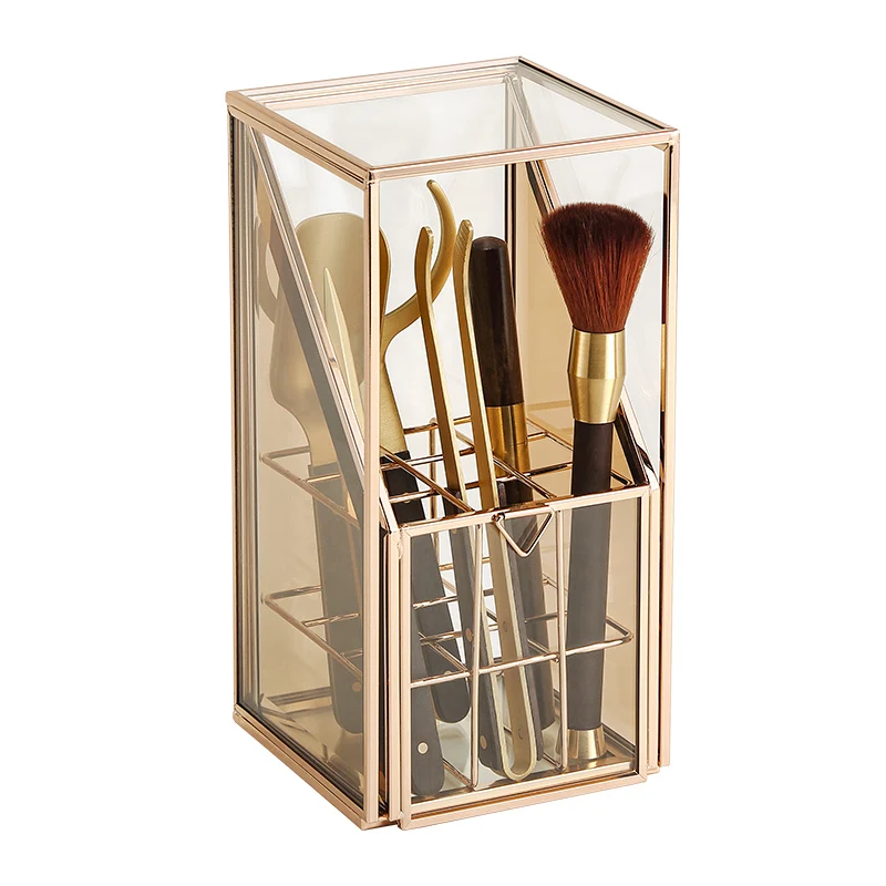 Custom Logo Luxury Amber Glass Makeup Brush Holder Home Decoration 3 In 1 Creative Stand Up Brushes Storage Box
Custom Logo Luxury Amber Glass Makeup Brush Holder Home Decoration 3 In 1 Creative Stand Up Brushes Storage Box