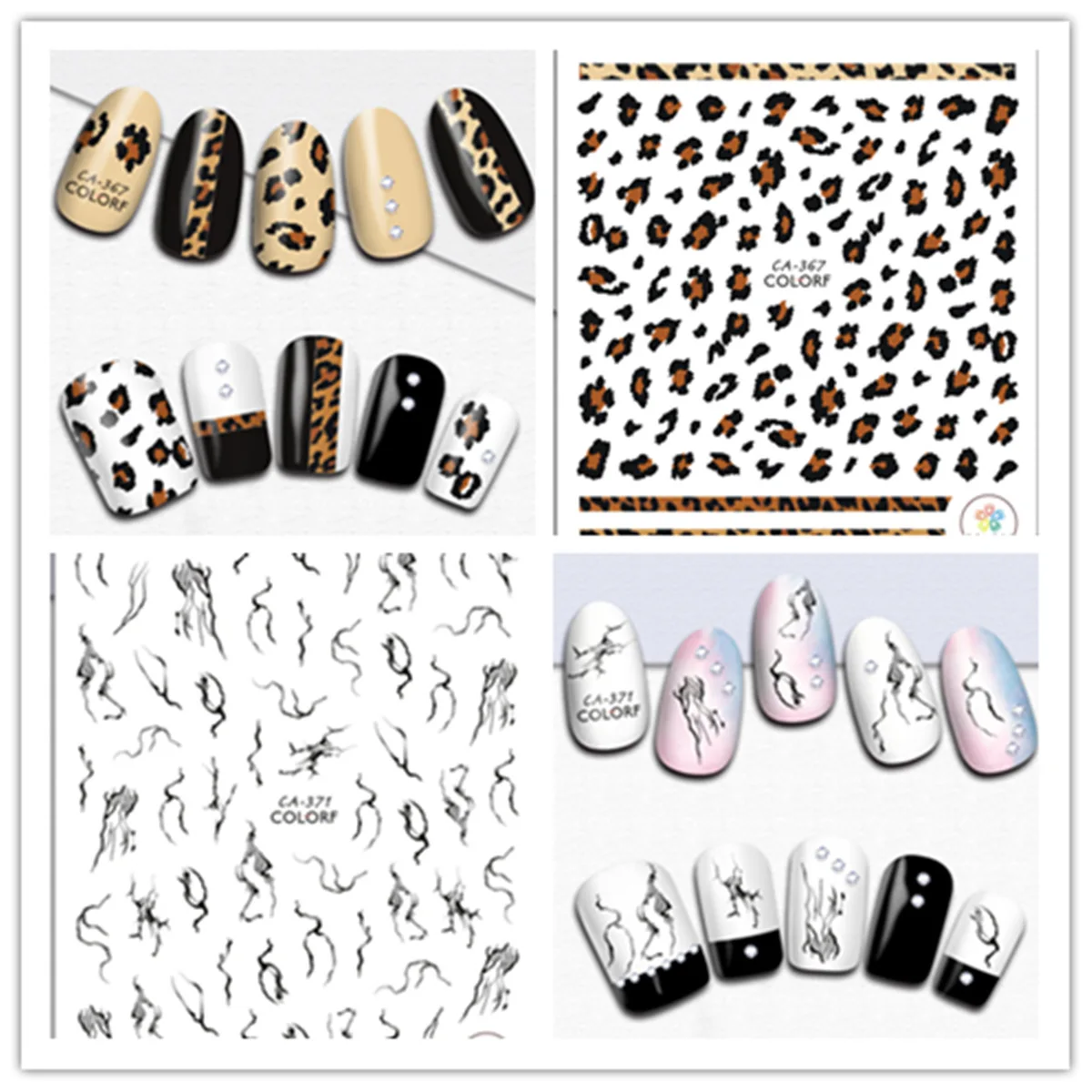 CA356-373 Flower Leopard Adhesive Nail Art Stickers Decals for Nail Decoration, As picture
CA356-373 Flower Leopard Adhesive Nail Art Stickers Decals for Nail Decoration, As picture