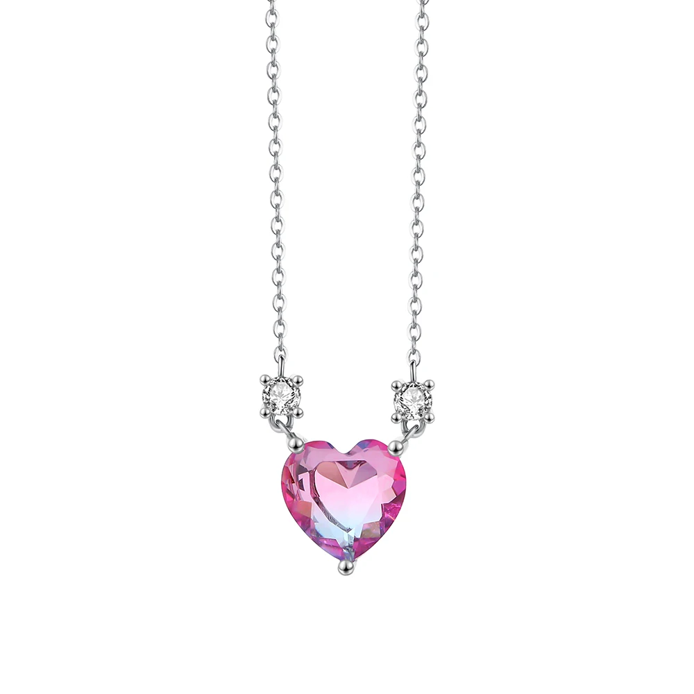 Dainty 925 Sterling Silver Brilliant Zircon Pink Stone Synthesis Tourmaline Love Heart Shape Pendant Necklace
Dainty 925 Sterling Silver Brilliant Zircon Pink Stone Synthesis Tourmaline Love Heart Shape Pendant Necklace