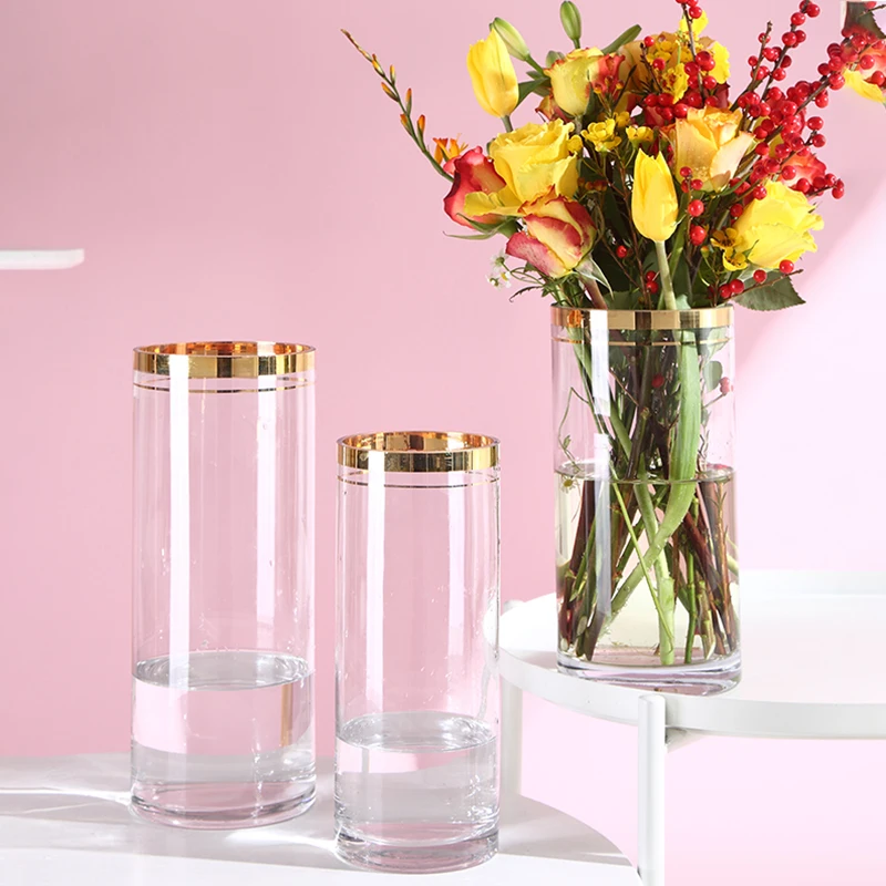 2021 minimalist modern home decor transparent gold edge light luxury flower glass crystal vase, Picture
2021 minimalist modern home decor transparent gold edge light luxury flower glass crystal vase, Picture