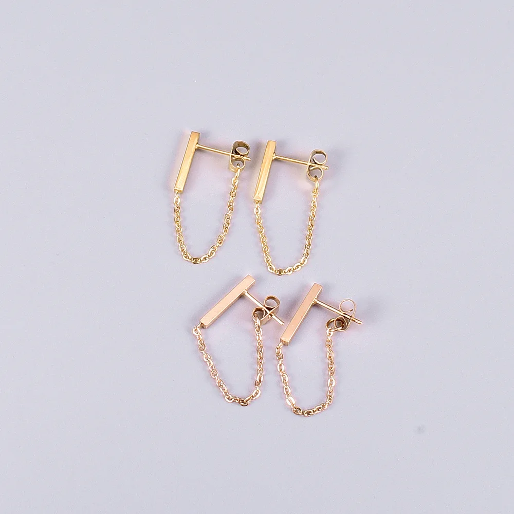 Birthday Gift Fine Jewelry Linked Stick Chain Back Stud Earring Delicate Stainless Steel Tiny Bar Chain Links Stud Earring
Birthday Gift Fine Jewelry Linked Stick Chain Back Stud Earring Delicate Stainless Steel Tiny Bar Chain Links Stud Earring