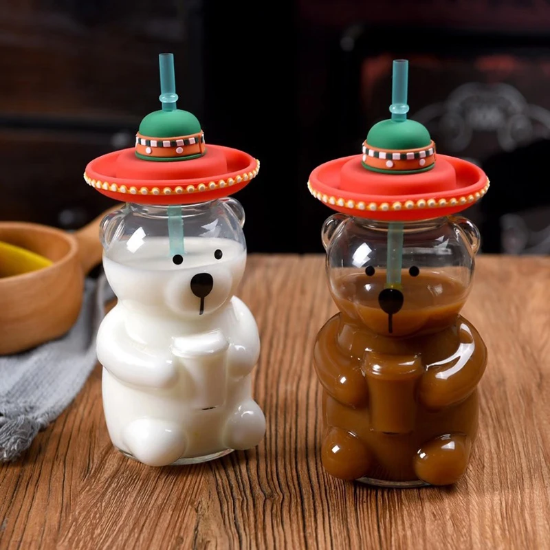 Bear glass cold drink cup high temperature resistant glass coffee cup with straw, As picture
Bear glass cold drink cup high temperature resistant glass coffee cup with straw, As picture