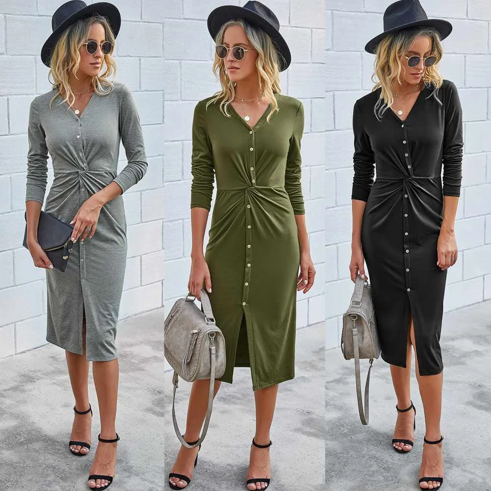 Fall Hot Style European And American New Fashion Twisted Women's Dress Sexy V-neck Solid Color Knitted Dress For Leisure, Shown
Fall Hot Style European And American New Fashion Twisted Women's Dress Sexy V-neck Solid Color Knitted Dress For Leisure, Shown