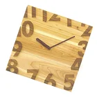Qingfeng 14 Inch Creative Design Square Whole Natural Solid Wood Modern Fashion Wooden Wall Clock For Home Office Decor