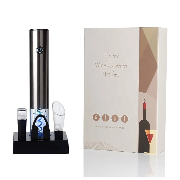 One-touch Operation Rechargeable Electric Wine Bottle Opener Gift Set 6pcs Gift Kit With Usb Cable And Charging Base, Gun-black
One-touch Operation Rechargeable Electric Wine Bottle Opener Gift Set 6pcs Gift Kit With Usb Cable And Charging Base, Gun-black