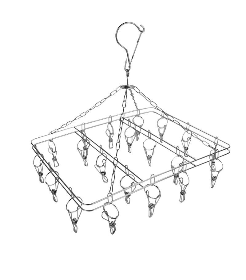 Laundry Drying Socks Rack Hanger Stainless Steel Cloth Hanger with Clips Metal Clip Hanger, Silver
Laundry Drying Socks Rack Hanger Stainless Steel Cloth Hanger with Clips Metal Clip Hanger, Silver