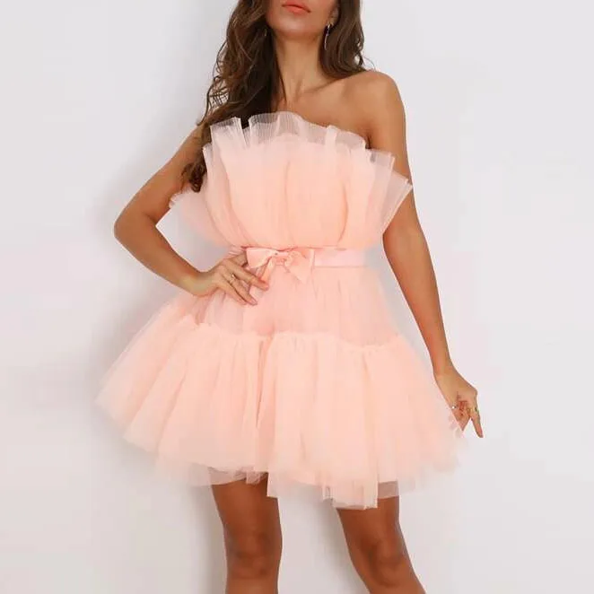 Joyfunear Bow Front Layered Tube Tulle Dress Sexy Glamorous Strapless Mini Dress, Customized color
Joyfunear Bow Front Layered Tube Tulle Dress Sexy Glamorous Strapless Mini Dress, Customized color