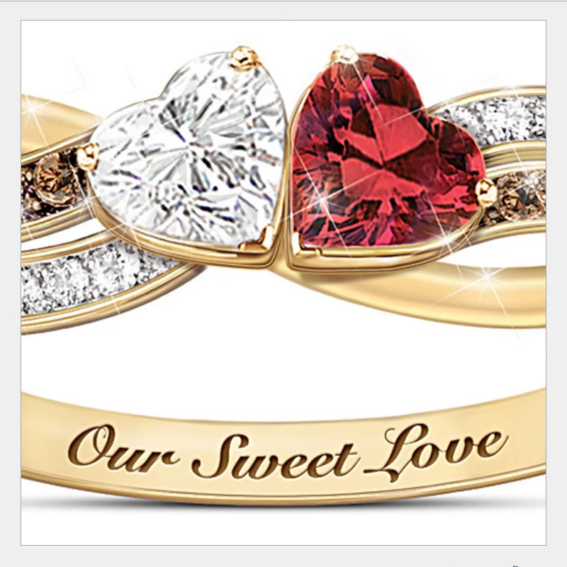 New love ring ladies hot sale simple geometric lines double fashion alloy inlaid crystal ring 
New love ring ladies hot sale simple geometric lines double fashion alloy inlaid crystal ring