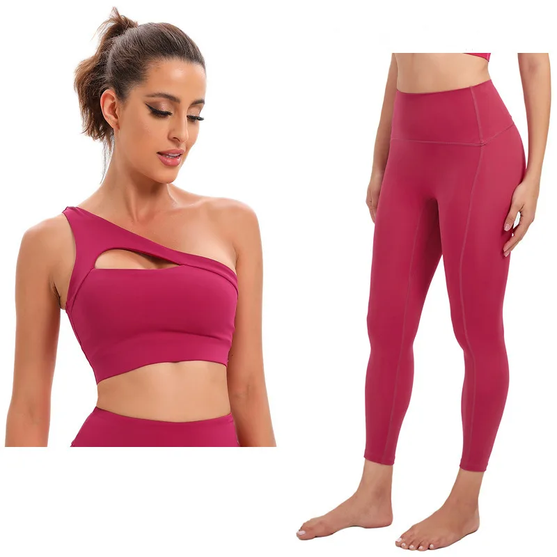Aoyema New Arrival Gym Set Womens Sexy 2 Pieces Soft One Shoulder Hollow Out Sport Top and Legging Suit Running Yoga Sets
Aoyema New Arrival Gym Set Womens Sexy 2 Pieces Soft One Shoulder Hollow Out Sport Top and Legging Suit Running Yoga Sets