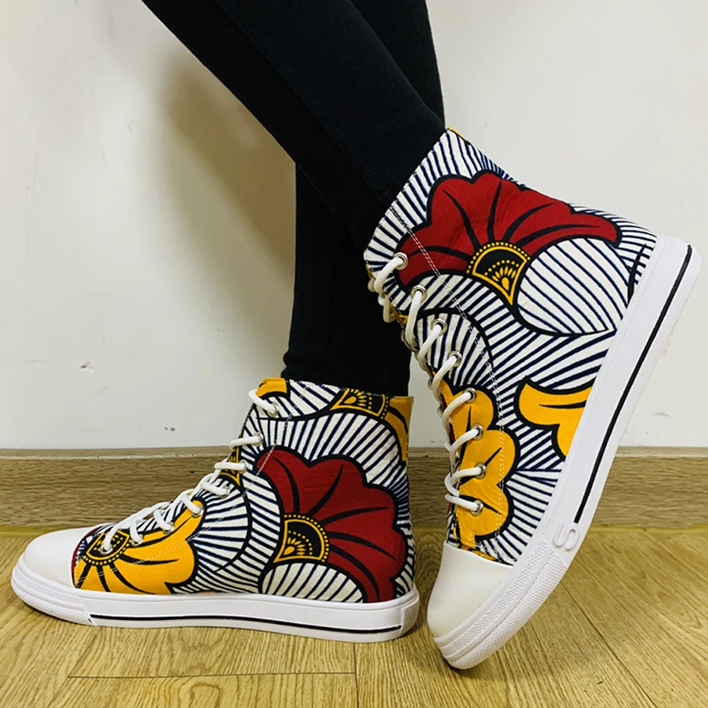 Women African Traditional Printed High Top Canvas Shoes for Teenager Girls Lace-up Footwear Female, Colorful
Women African Traditional Printed High Top Canvas Shoes for Teenager Girls Lace-up Footwear Female, Colorful