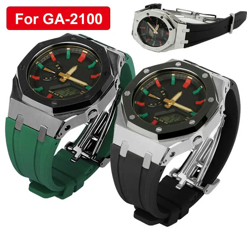 Third Generation for ga 2100 strap Watch Band Rubber Watch Band Stainless Steel case rubber watch band for ga-2100, Black gold silver
Third Generation for ga 2100 strap Watch Band Rubber Watch Band Stainless Steel case rubber watch band for ga-2100, Black gold silver
