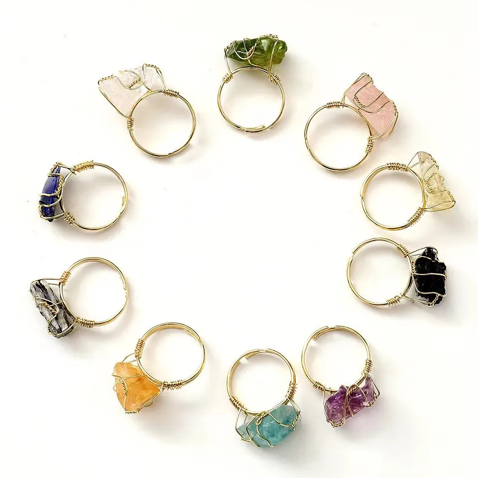 Various Colors Natural Stone Ring Handmade Golden Rings For Women Personality Fashion Jewelry Gift Adjustable Ring Wholesale, Picture
Various Colors Natural Stone Ring Handmade Golden Rings For Women Personality Fashion Jewelry Gift Adjustable Ring Wholesale, Picture