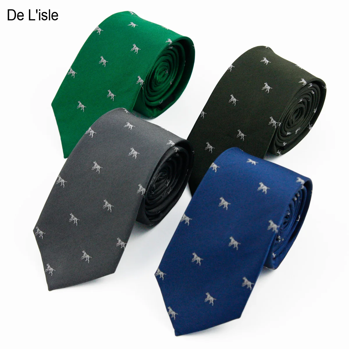 mens tie of 100% silk jacquard pattern tie with dog design logo