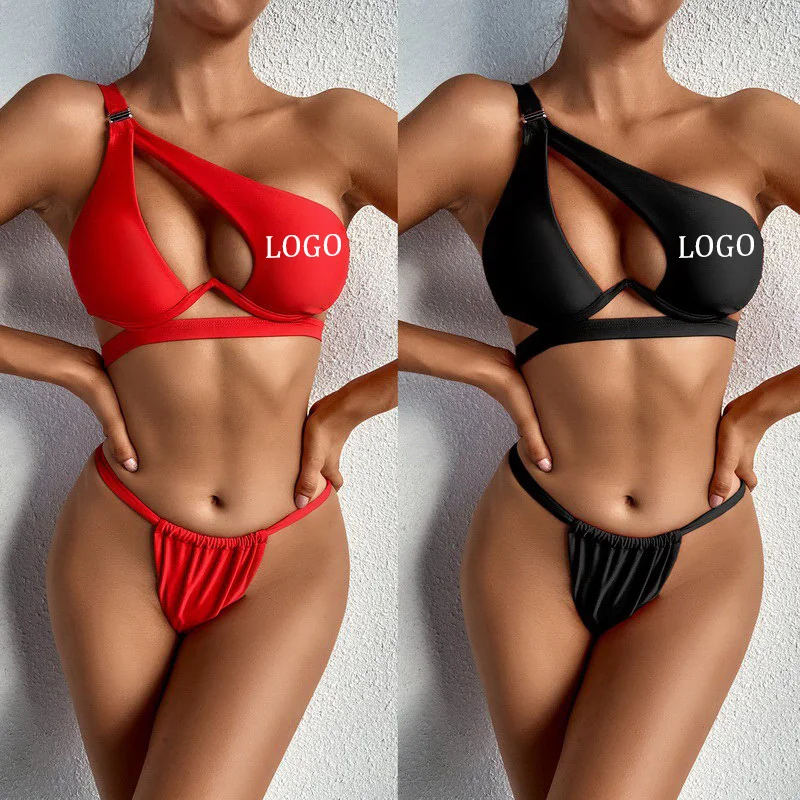 Foreign Trade Ladies Solid Color One Shoulder Unique Design Bandage Split Swimsuit Sexy Bikini
Foreign Trade Ladies Solid Color One Shoulder Unique Design Bandage Split Swimsuit Sexy Bikini