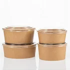 Disposable custom printed kraft paper salad bowl kraft paper salad box paper salad box