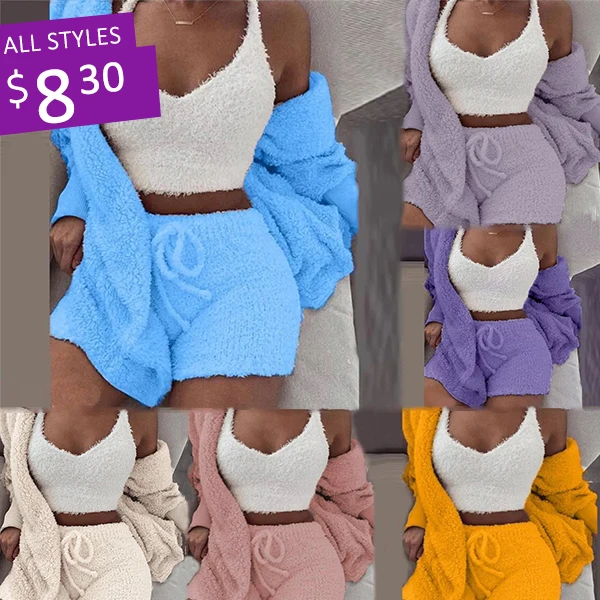 Plush Home Wear Womens Pajama Sets Women 3 Piece Casual Sets For Womens Plus Size Sleepwear
Plush Home Wear Womens Pajama Sets Women 3 Piece Casual Sets For Womens Plus Size Sleepwear