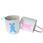 Canvas Party's Celebrate Decoration Eggs Candy and Gifts Carry Tote Bag Easter Bunny Basket with Fluffy Tails