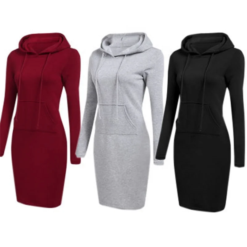 Fashion Plain Pockets Pullover Casual Women Long Sleeve Hoodies Dress, Red/gray/black
Fashion Plain Pockets Pullover Casual Women Long Sleeve Hoodies Dress, Red/gray/black