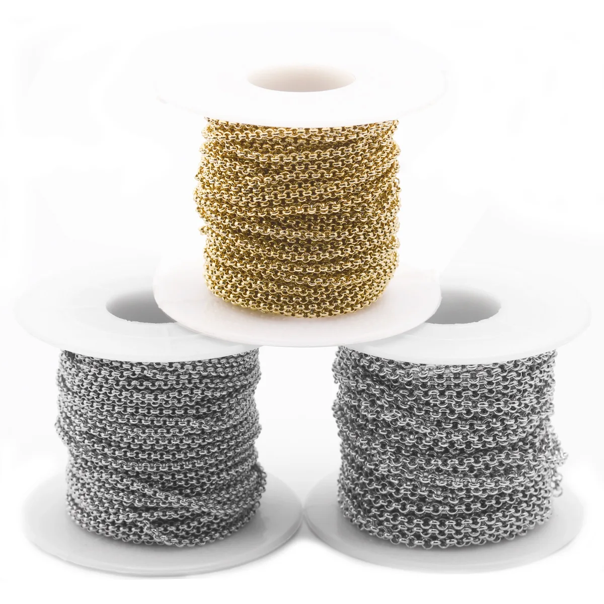 Factory wholesale Chains by Meter 2mm 2.5mm 3mm 4mm 5mm pendant matching stainless steel rolo Chain Roll for Jewelry, Silver and gold
Factory wholesale Chains by Meter 2mm 2.5mm 3mm 4mm 5mm pendant matching stainless steel rolo Chain Roll for Jewelry, Silver and gold