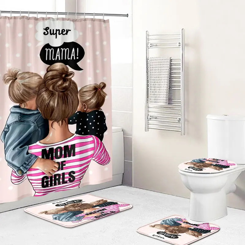 4Pcs Shower Curtain Set with Non-Slip Rug, Toilet Lid Cover and Bath Mat, Bath Curtain Set for mothers
4Pcs Shower Curtain Set with Non-Slip Rug, Toilet Lid Cover and Bath Mat, Bath Curtain Set for mothers
