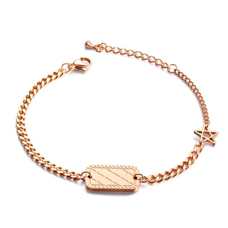 Trendy Stainless Steel Square Star Bracelet Bangle For Women Rose Gold Color Adjustable Chain Bracelet Jewelry (SK899), As picture
Trendy Stainless Steel Square Star Bracelet Bangle For Women Rose Gold Color Adjustable Chain Bracelet Jewelry (SK899), As picture
