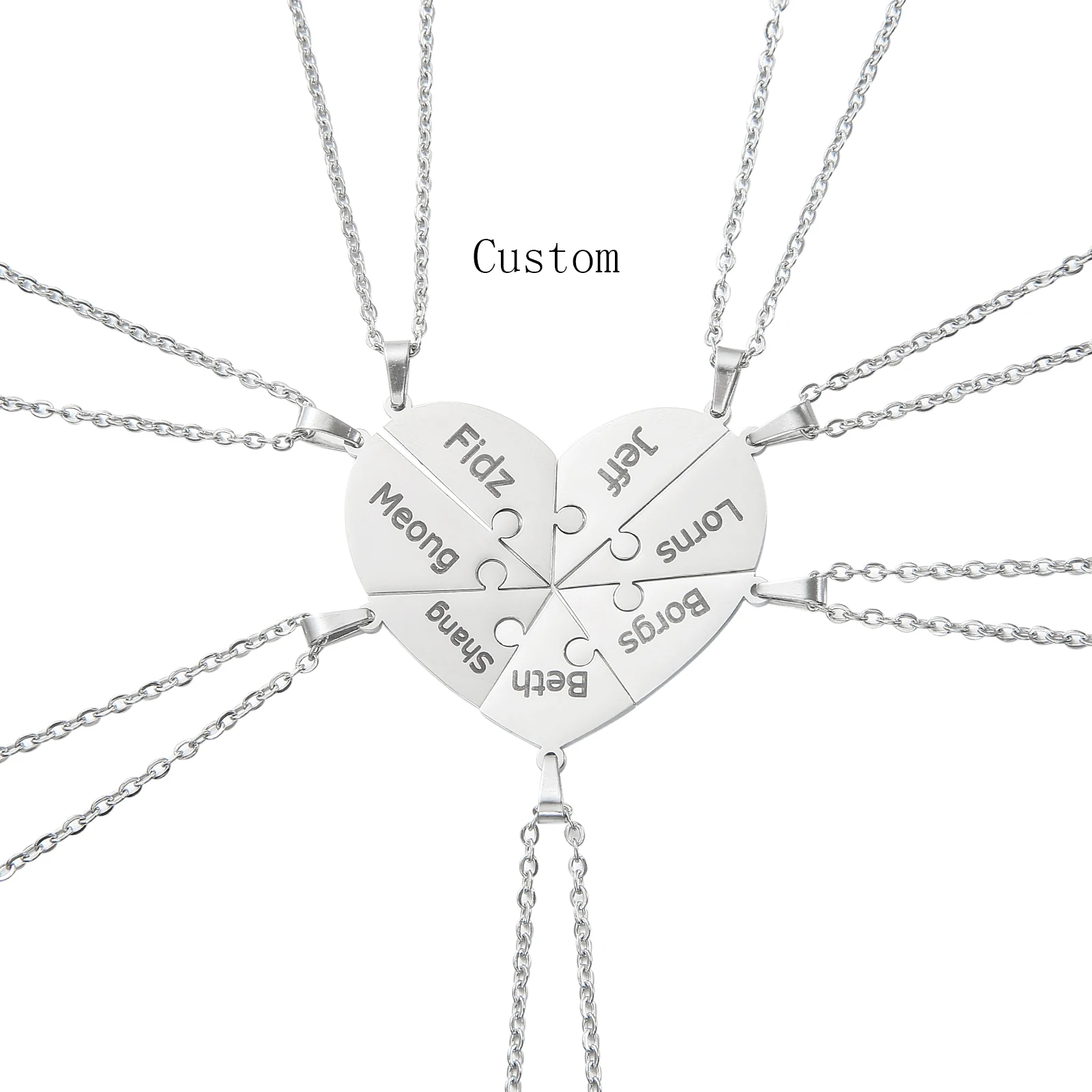 Hot Selling 2-7 Pieces Broken Heart Family Necklace Waterproof Stainless Steel Split Heart Friendship Necklace Jewelry Gift, Customized color
Hot Selling 2-7 Pieces Broken Heart Family Necklace Waterproof Stainless Steel Split Heart Friendship Necklace Jewelry Gift, Customized color