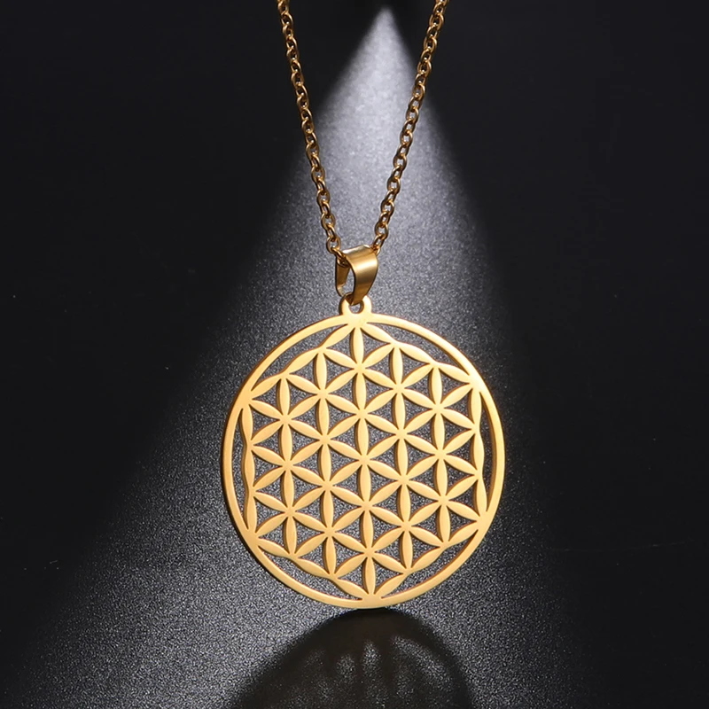 Flowers of Life Necklace Men Stainless Steel Necklace Gold Jewelry 18K Real Gold Plated Round Hollow Out Pendant Necklace Women, Steel color,can custom color
Flowers of Life Necklace Men Stainless Steel Necklace Gold Jewelry 18K Real Gold Plated Round Hollow Out Pendant Necklace Women, Steel color,can custom color