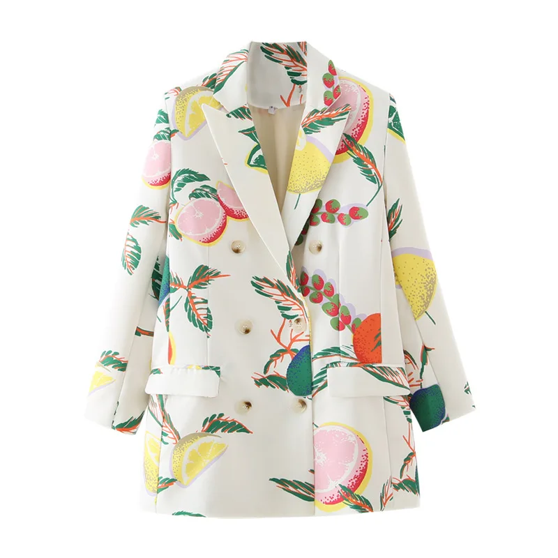 Fashion Women Colorful fruit print citrus lemon Long Sleeve Double Breasted Blazer Korean Chic Blazers Clothing
Fashion Women Colorful fruit print citrus lemon Long Sleeve Double Breasted Blazer Korean Chic Blazers Clothing